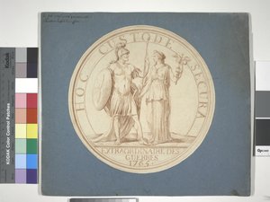 メダルデザイン、戦争と平和：HOC CUSTODE SECURA 作： Louis Claude (attr. to) Vassé
