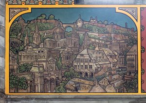 鉄道駅ビル (シント-ピータース駅)。 インテリア。 1912年。エントランスホール。 作： Louis Cloquet