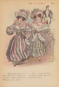 フランスのファッション：1831年、ルイ・フィリップ（カラーリトグラフ） 作： Louis Colas
