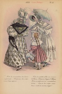 フランスのファッション1833年、ルイ・フィリップ（カラーリトグラフ） 作： Louis Colas