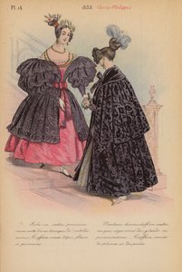 フランスのファッション1833年、ルイ・フィリップ（カラーリトグラフ） 作： Louis Colas