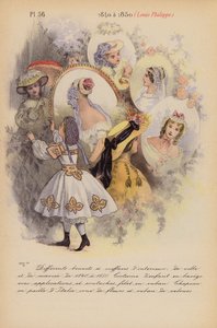 フランスのファッション：1840年から1850年、ルイ・フィリップ（カラーリトグラフ） 作： Louis Colas