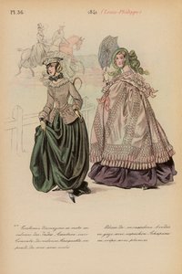 フランスのファッション：1841年、ルイ・フィリップ（カラーリトグラフ） 作： Louis Colas