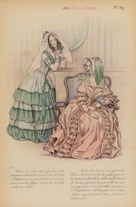 フランスのファッション：1842年、ルイ・フィリップ（カラーリトグラフ） 作： Louis Colas