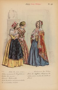 フランスのファッション：1844年、ルイ・フィリップ（カラーリトグラフ） 作： Louis Colas