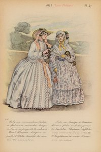フランスのファッション：1846年、ルイ・フィリップ（カラーリトグラフ） 作： Louis Colas