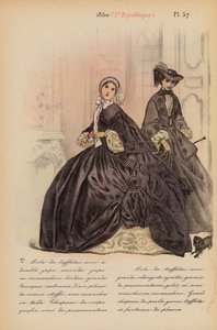 フランスのファッション：1850年、第2レピュブリック（カラーリトグラフ） 作： Louis Colas