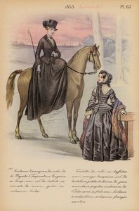 フランスのファッション：1853年、ナポレオン3世（カラーリトグラフ） 作： Louis Colas