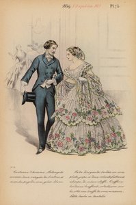 フランスのファッション：1859年、ナポレオン3世（カラーリトグラフ）