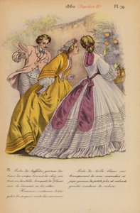 フランスのファッション1860年、ナポレオン3世（カラーリトグラフ） 作： Louis Colas