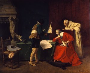 リシュリューはラ・ロシェルの包囲攻撃計画を研究する 作： Louis Debras
