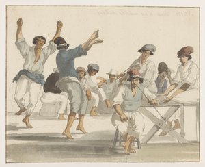 Dansende maltezer matrozen マルタ船員の踊り (オブジェクトのタイトル) イタリア、シチリア、マルタの旅 - 1778 (シリーズタイトル) 作： Louis Ducros