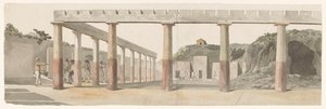 ポンペイのローマ兵舎と列柱の眺め Vue des Casernes Romaines & de la Colonnade de Pompeja (オブジェクトのタイトル) イタリアの航海、シチリアとマルテの航海 - 1778年（シリーズタイトル） 作： Louis Ducros