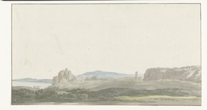 Gezicht op een rots bij de Golf van Tarente in de buurt van Gallipoli ガリポリ近くのターラント湾の岩からの眺め (タイトルのオブジェクト) イタリア、シチリア、マルタの旅 - 1778 (シリーズタイトル) 作： Louis Ducros