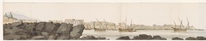 カターニア港の眺め Vue du Port de Catane (オブジェクトのタイトル) イタリアの航海、シチリアとマルテの航海 - 1778年（シリーズタイトル） 作： Louis Ducros