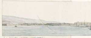 Gezicht op Haven van Messina en bergen van Calabrië vanaf kade 岸壁から撮影したメッシーナ港とカラブリアの山々の眺め (オブジェクトのタイトル) イタリア、シチリア、マルタの旅 - 1778 (シリーズタイトル) 作： Louis Ducros