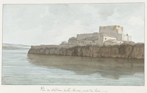 Gezicht op kasteel van Brucoli、「La Bruca」 地上から撮影したデッラ ブルッカ城のビュー (オブジェクトのタイトル) イタリア、シチリア、マルタの旅 - 1778 (シリーズタイトル)