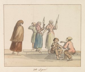 ゴゾ島の伝統衣装 Costume de Ghozo (オブジェクトのタイトル) イタリアの航海、シチリアとマルテの航海 - 1778年（シリーズタイトル） 作： Louis Ducros