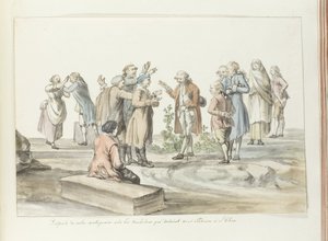 ツアーグループのガイドと一緒にエトナ山に行くラバの運転手との交渉 Dispute de notre antiquarie avec les muletiers qui devaient nous conduire à L