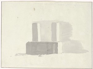 Terracina の水飲み場として機能する古代の石棺 古代の石棺、テラチーナの召使い (オブジェクトのタイトル) イタリアの航海、シチリアとマルテの航海 - 1778年（シリーズタイトル） 作： Louis Ducros
