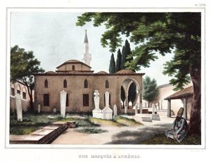 ダヴィッドの弟子であるルイ・デュプレ（1789-1837）が1825年に制作した「アテネとコンスタンティノープルへの旅、または自然の場所に描かれたギリシャ人とオスマン人の肖像、景色、衣装のコレクション」の中のアテネのモスク。
