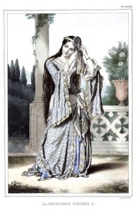ダヴィッドの弟子であるルイ・デュプレ（1789-1837）が1825年に制作した「アテネとコンスタンティノープルへの旅、または自然のままの場所に描かれたギリシャとオスマン帝国の肖像、景色、衣装のコレクション」の中のプリンセス・ヘレネ・スートゾ。