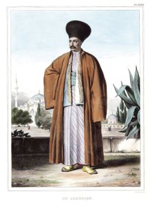 ダヴィッドの弟子であるルイ・デュプレ（1789-1837）が1825年に制作した「アテネとコンスタンティノープルへの旅」（ギリシャとオスマン帝国の肖像画、風景画、衣装を自然のままの場所に描いたコレクション）の中のアルメニア人の作品。
