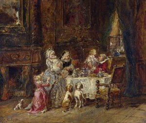 Isabey, Louis Gabriel Eugene (1803-1886) 《祖父の誕生日》 木に油彩 1866年 National Gallery, London 24,1x28,9 作： Louis Eugene Gabriel Isabey