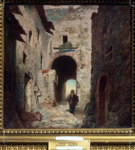 ""La porte Maure" (ムーア人の門) モロッコの街並み。 Louis Gabriel Eugene Isabey (1803-1886) による絵画 1835年 プーシキン美術館、モスクワ