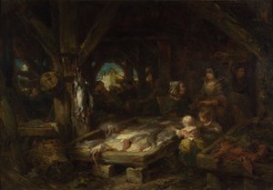 魚市場、ディエップ、1845 作： Eugene Isabey
