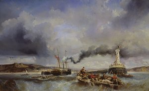1843年の海からのブローニュ港の眺め