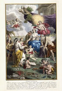 業界、「最も豊かな自然の宝物ノヴァの説明」からのタイトルページ、1734-1765 作： Louis Fabricius Dubourg