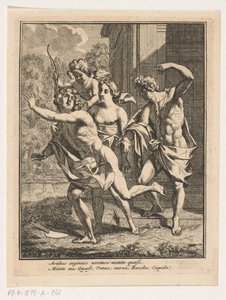 若者がバッカス、ヴィーナス、アモールから逃げる 作： Louis Fabritius Dubourg