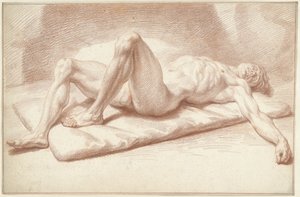 背中に横たわっている男性のヌード 作： Louis Fabritius Dubourg