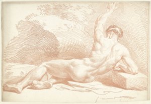 男性ヌード、リクライニング、後ろから見た 作： Louis Fabritius Dubourg