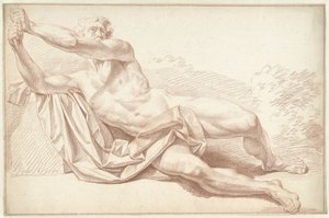 男性の裸体、横向き、左向き 作： Louis Fabritius Dubourg