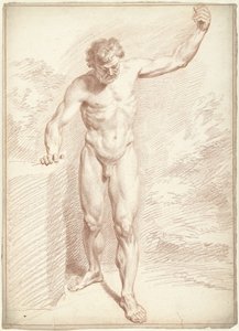 男性のヌード、立っている、左腕を上げている 作： Louis Fabritius Dubourg