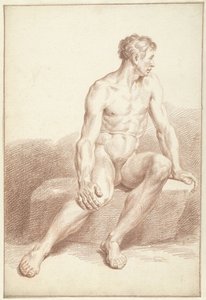 男性ヌード、着席、右向き 作： Louis Fabritius Dubourg