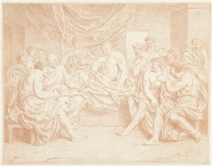 人に囲まれたベッドの上の老人 作： Louis Fabritius Dubourg