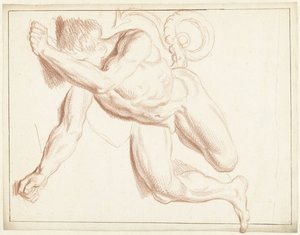 彼の側に横たわっている男性のヌードの研究 作： Louis Fabritius Dubourg