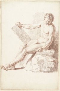 製図工としての着席アカデミックヌード 作： Louis Fabritius Dubourg