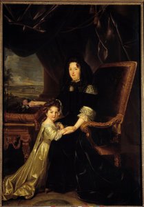 マントノン侯爵夫人フランソワーズ・ドービーニュ（1635-1719）と、その姪で後にノアイユ公爵夫人となるフランソワーズ・ドービーニュの肖像。フェルディナン・ディ・エル・ルイ・ル・ジューン（1648-1717）の絵画 作： Louis Ferdinand  Elle