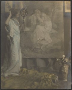 [手鏡と絵画のあるフィレンツェ】。］ 作： Louis Fleckenstein