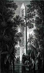 Jean Antoine Pierron (fl.1780-1812)作、パリのLetronne社から出版された「Voyage Pittoresque」の第3巻に掲載されたMathariyyahのオベリスク。 作： Louis Francois (after) Cassas