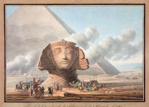 スフィンクスの頭とカフラー王のピラミッドの眺め、ギザ、エジプト、c1790 作： Louis Francois Cassas