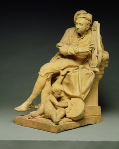 ジョージフレデリックヘンデル（1685-1759）が現在、ビクトリアウントアルバート博物館にある大理石の像のモデル、1738年（テラコッタ）