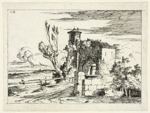旧門のある風景 作： Louis Gabriel Moreau
