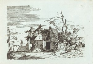 素朴な納屋 作： Louis Gabriel Moreau the Elder