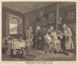 マリッジ・ア・ラ・モード: pl.6 作： Louis Gerard Scotin after William Hogarth
