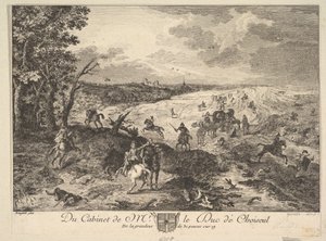 ショワズール公爵が所蔵する絵画の後に描かれた「道路上の強盗」（1771年）。 作： Louis Germain
